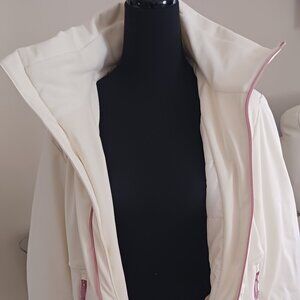 Ski Jacket and Pant--Cream/Pink Trim